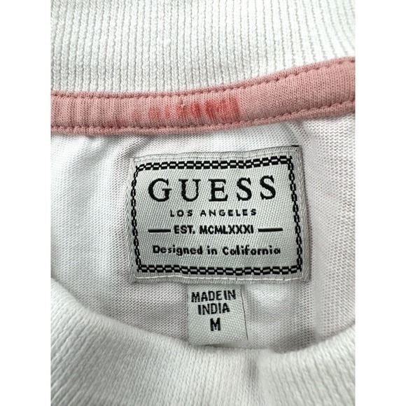 Guess Pink Striped Long Sleeve Crew Neck Shirt Embroidered Guess Logo Women's M - Picture 7 of 16